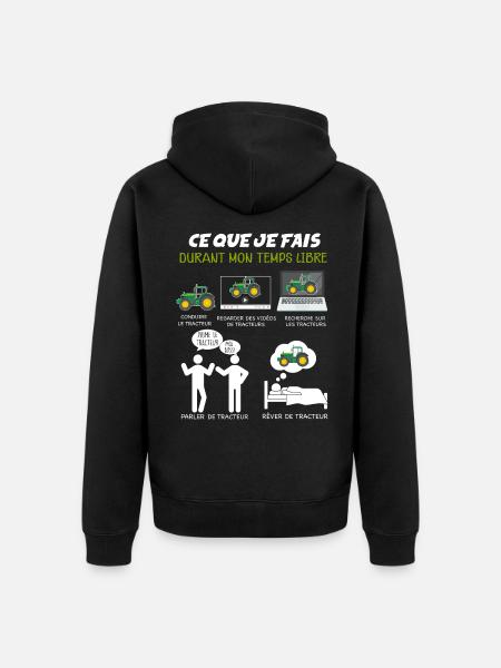 Tracteur humour agriculteur céréalier - Veste à capuche bio Premium Unisexe - noir