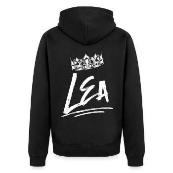 Leah - Unisex Premium Organic Zip Hoodie - black - Back - Nico (187cm)