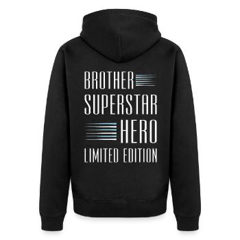 Brother Limited Edition Saying - Unisex Premium Organic Zip Hoodie - black - Back - Nico (187cm)