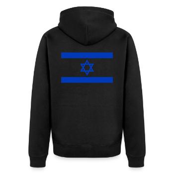 ISRAEL - Unisex Premium Bio Zip Hoodie - Schwarz - Hinten - Nico (187cm)