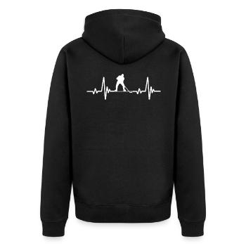 Eishockeyspieler Design - Unisex Premium Bio Zip Hoodie - Schwarz - Hinten - Nico (187cm)