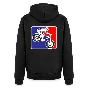 VTT Vélo de descente | Les couleurs peuvent être changées - Veste à capuche bio Premium Unisexe - noir - Dos - Nico (187cm)