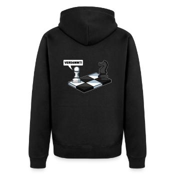 Lustiges Schachspieler Schachfiguren Schachspiel - Unisex Premium Bio Zip Hoodie - Schwarz - Hinten - Nico (187cm)