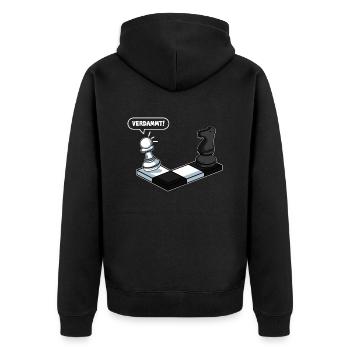 Lustiges Schachspieler Schachfiguren Schachspiel - Unisex Premium Bio Zip Hoodie - Schwarz - Hinten - Nico (187cm)