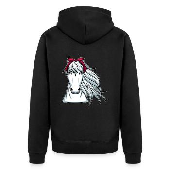 White Horse with Bandana Horses - Unisex Premium Organic Zip Hoodie - black - Back - Nico (187cm)