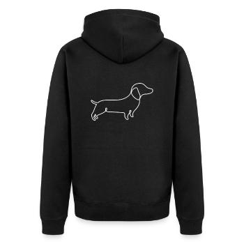 Single Line Design - Dackel - Unisex Premium Bio Zip Hoodie - Schwarz - Hinten - Nico (187cm)