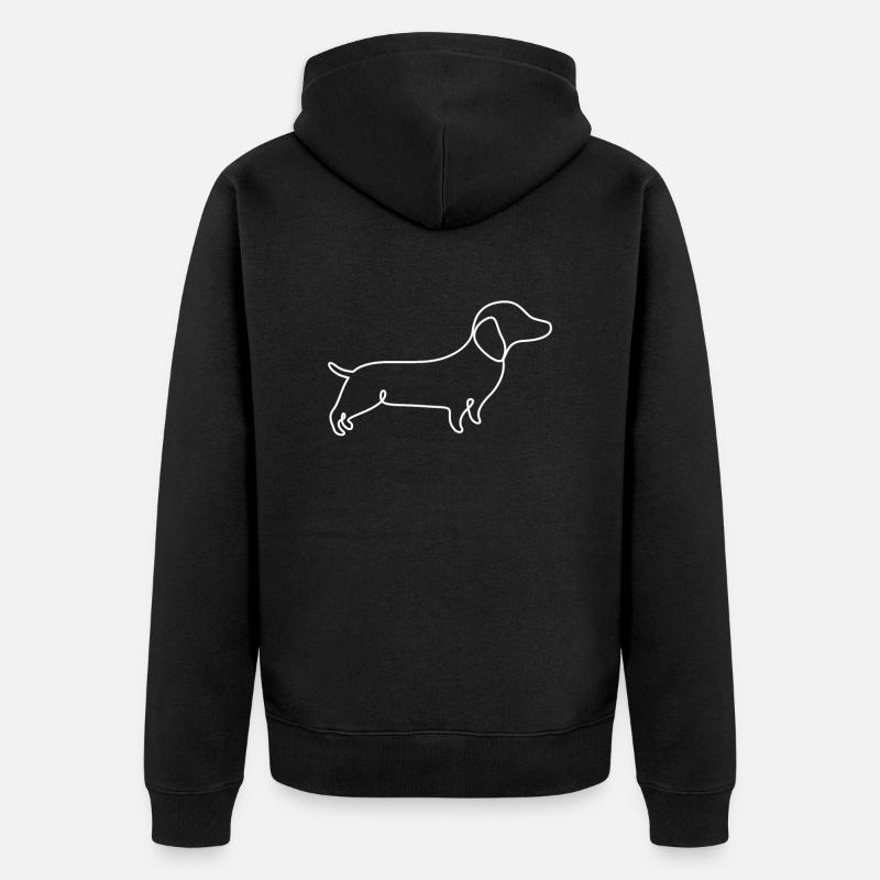 Single Line Design - Dackel - Unisex Premium Bio Zip Hoodie - Schwarz