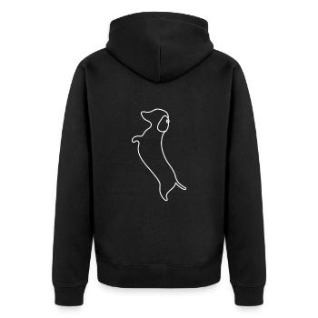 Single Line Design - Dackel - Unisex Premium Bio Zip Hoodie - Schwarz - Hinten - Nico (187cm)