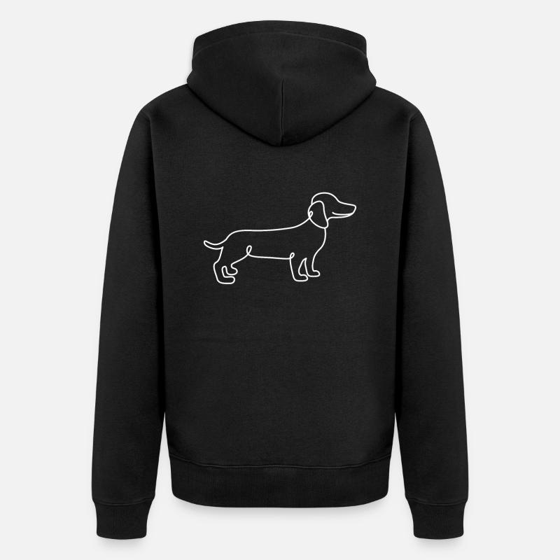 Single Line Design - Dackel - Unisex Premium Bio Zip Hoodie - Schwarz