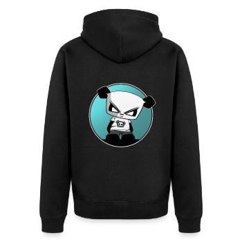 Gaming Panda Gangsta Panda lustig süß cool - Unisex Premium Bio Zip Hoodie - Schwarz - Hinten - Nico (187cm)