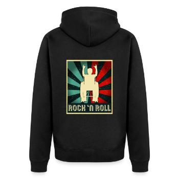 Rock 'n' Roll Rollifahrer Rollstuhlfahrer Metalfan - Unisex Premium Bio Zip Hoodie - Schwarz - Hinten - Nico (187cm)