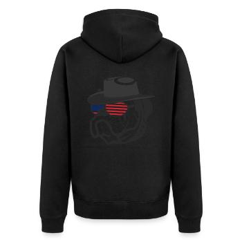 Patriotischer German Boxer Hund USA United States - Unisex Premium Bio Zip Hoodie - Schwarz - Hinten - Nico (187cm)