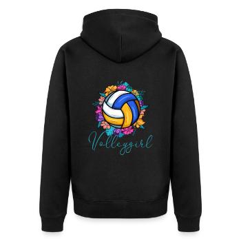 Volleygirl Beach Volleyball - Unisex Premium Bio Zip Hoodie - Schwarz - Hinten - Nico (187cm)