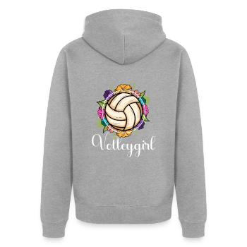 Volleygirl Beach Volleyball - Unisex Premium Bio Zip Hoodie - Grau meliert - Hinten - Nico (187cm)