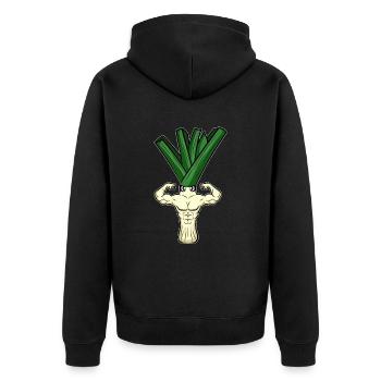 Bodybuilding Weightlifter Leek - Unisex Premium Organic Zip Hoodie - black - Back - Nico (187cm)