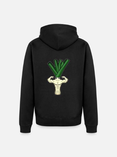 Bodybuilding Weightlifter Leek - Unisex Premium Organic Zip Hoodie - black