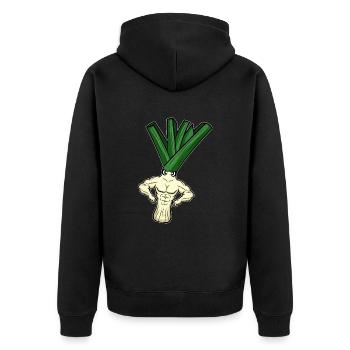 Bodybuilding Weightlifter Leek - Unisex Premium Organic Zip Hoodie - black - Back - Nico (187cm)