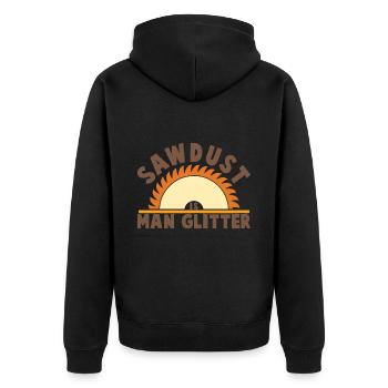Sawdust Is Man Glitter Tischler Schreiner - Unisex Premium Bio Zip Hoodie - Schwarz - Hinten - Nico (187cm)