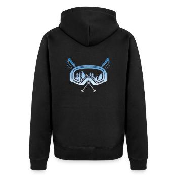 Skibrille mit Skistöcken Skifahrer Skier - Unisex Premium Bio Zip Hoodie - Schwarz - Hinten - Nico (187cm)