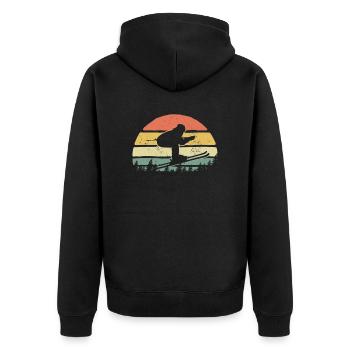 Rétro Vintage Skieur Ski Ski - Veste à capuche bio Premium Unisexe - noir - Dos - Nico (187cm)