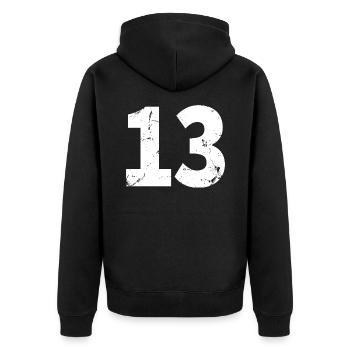 Cool Number 13 - 13 Years Old 13th Birthday Gift - Unisex Premium Organic Zip Hoodie - black - Back - Nico (187cm)