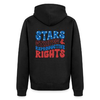 Rayures d’étoiles et droits reproductifs 4 juillet - Veste à capuche bio Premium Unisexe - noir - Dos - Nico (187cm)