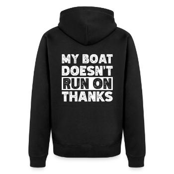 My Boat Doesn't Run on Thanks Funny Boating Retro - Unisex Premium Organic Zip Hoodie - black - Back - Nico (187cm)