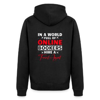 Holiday Planner Travel Agency Travel Agency - Unisex Premium Organic Zip Hoodie - black - Back - Nico (187cm)