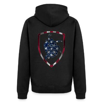 BASKETBALLER USA BASKETBALL - Unisex Premium Bio Zip Hoodie - Schwarz - Hinten - Nico (187cm)