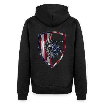 USA BASKETBALL - Unisex Premium Bio Zip Hoodie - Schwarz - Hinten - Nico (187cm)