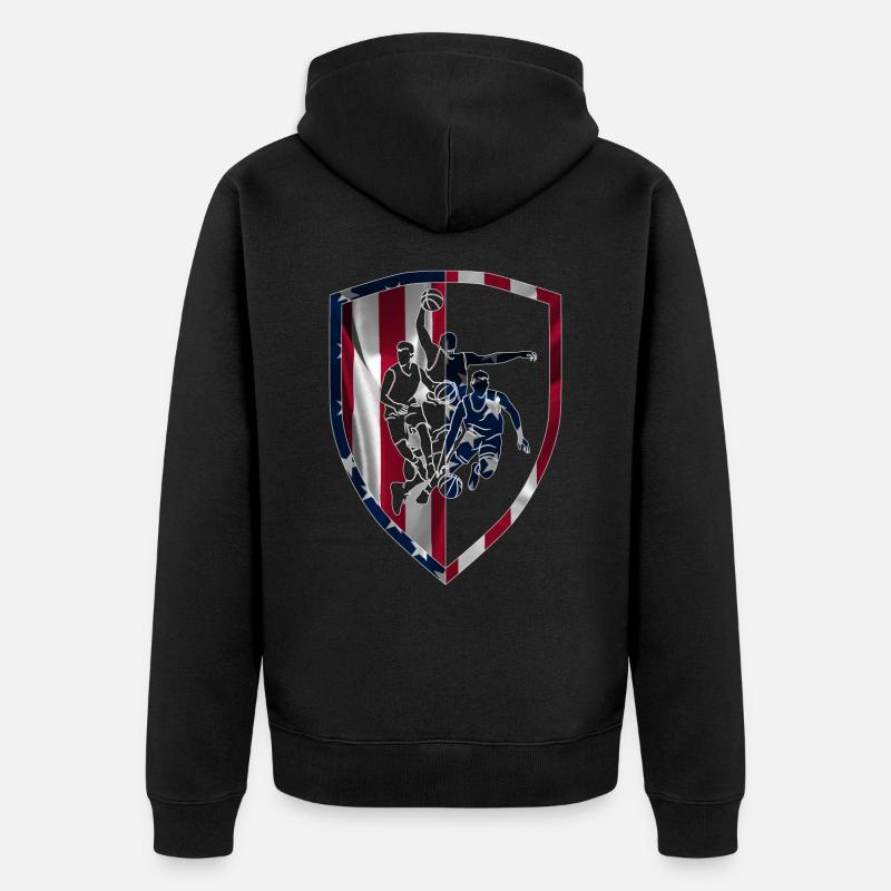 BASKET-BALL DES ÉTATS-UNIS - Veste à capuche bio Premium Unisexe - noir