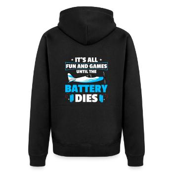 RC-Flugzeug RC-Flugzeug - Unisex Premium Bio Zip Hoodie - Schwarz - Hinten - Nico (187cm)