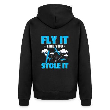 RC-Flugzeug RC-Flugzeug - Unisex Premium Bio Zip Hoodie - Schwarz - Hinten - Nico (187cm)