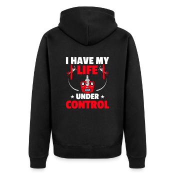 RC-Flugzeug RC-Flugzeug - Unisex Premium Bio Zip Hoodie - Schwarz - Hinten - Nico (187cm)