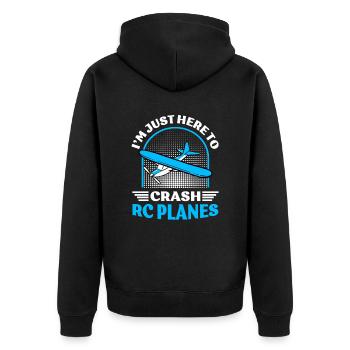 RC-Flugzeug RC-Flugzeug - Unisex Premium Bio Zip Hoodie - Schwarz - Hinten - Nico (187cm)