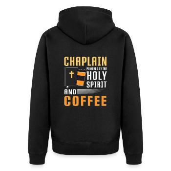 Chaplain Pastor - Unisex Premium Organic Zip Hoodie - black - Back - Nico (187cm)