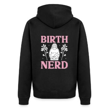 Doula infirmière sage-femme - Veste à capuche bio Premium Unisexe - noir - Dos - Nico (187cm)