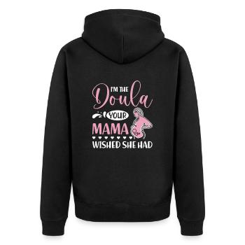 Doula infirmière sage-femme - Veste à capuche bio Premium Unisexe - noir - Dos - Nico (187cm)