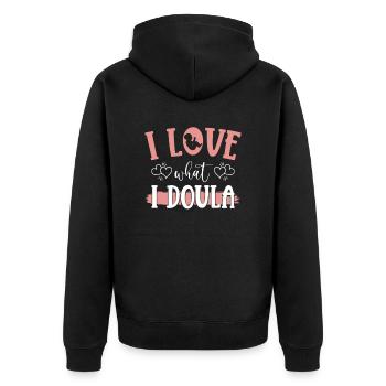 Doula infirmière sage-femme - Veste à capuche bio Premium Unisexe - noir - Dos - Nico (187cm)