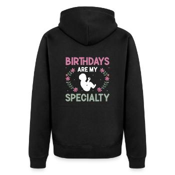 Doula infirmière sage-femme - Veste à capuche bio Premium Unisexe - noir - Dos - Nico (187cm)