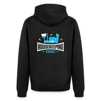 Woche der Wertschätzung für das Housekeeping - Unisex Premium Bio Zip Hoodie - Schwarz - Hinten - Nico (187cm)