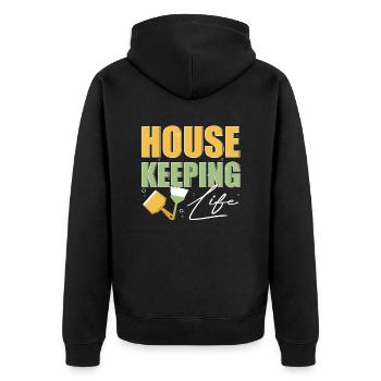 Woche der Wertschätzung für das Housekeeping - Unisex Premium Bio Zip Hoodie - Schwarz - Hinten - Nico (187cm)