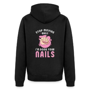 Nail Tech Manucure Technicienne des ongles - Veste à capuche bio Premium Unisexe - noir - Dos - Nico (187cm)