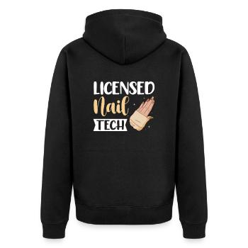 Nail Tech Maniküre Nail Technikerin - Unisex Premium Bio Zip Hoodie - Schwarz - Hinten - Nico (187cm)