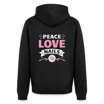Nail Tech Maniküre Nail Technikerin - Unisex Premium Bio Zip Hoodie - Schwarz - Hinten - Nico (187cm)