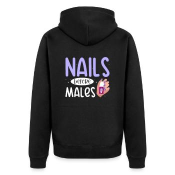Nail Tech Maniküre Nail Technikerin - Unisex Premium Bio Zip Hoodie - Schwarz - Hinten - Nico (187cm)