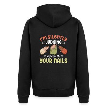 Nail Tech Manucure Technicienne des ongles - Veste à capuche bio Premium Unisexe - noir - Dos - Nico (187cm)
