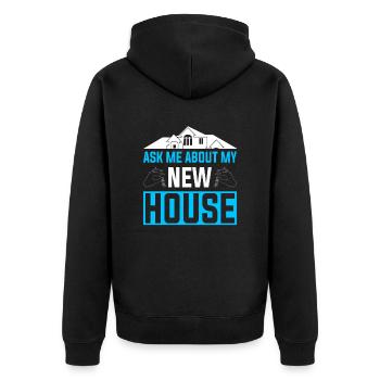 Neuer Hauseigentümer Hauseigentümer - Unisex Premium Bio Zip Hoodie - Schwarz - Hinten - Nico (187cm)