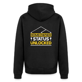 Neuer Hauseigentümer Hauseigentümer - Unisex Premium Bio Zip Hoodie - Schwarz - Hinten - Nico (187cm)