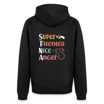 STNA Certified Nursing Assistant - Unisex Premium Organic Zip Hoodie - black - Back - Nico (187cm)
